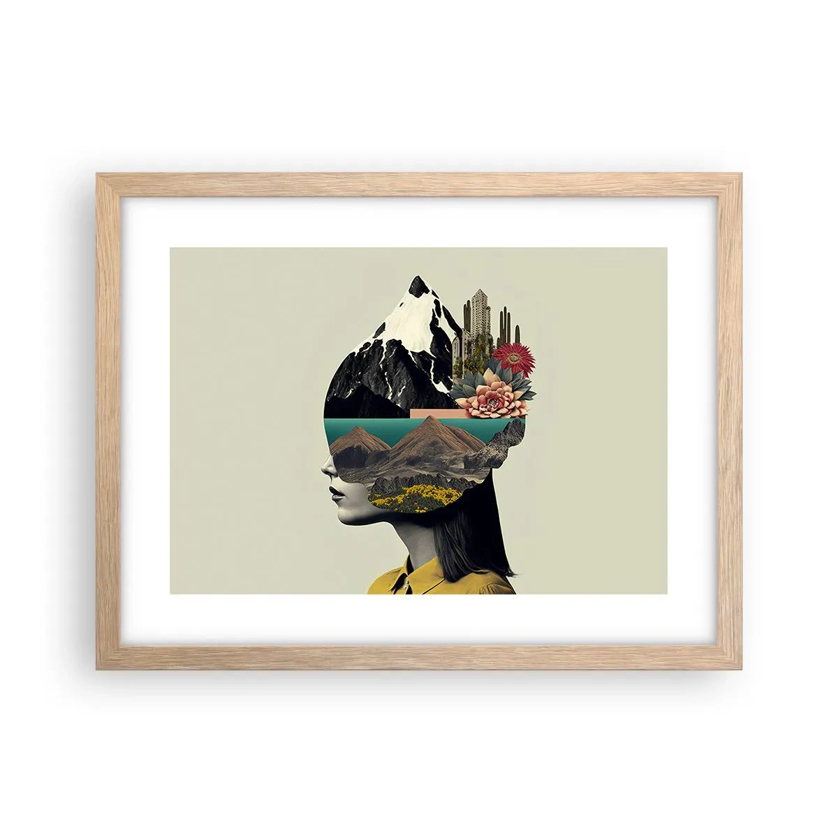 Poster in einem Rahmen aus heller Eiche - Frau – bleibt immer ein Geheimnis - 40x30 cm