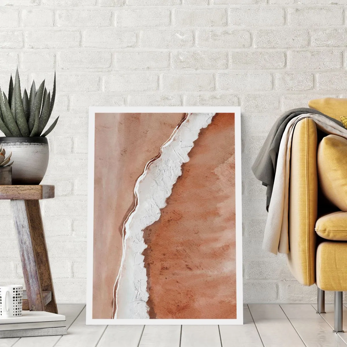 Poster - Abstrakte Textur in Braun- und Weißtönen - 50x70cm - In Farben der Erde - Moderne Wanddekoration für Wohnzimmer und Schlafzimmer ARTTOR