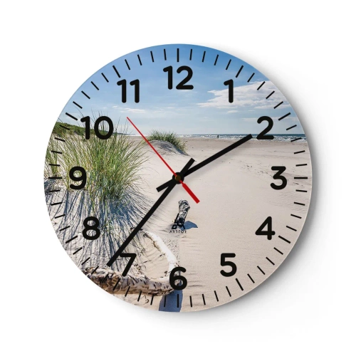 Wanduhr - Glasuhr - Der schönste Strand? Ostsee-Strand - 40x40 cm