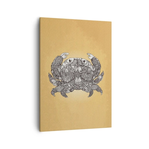 Bild auf Leinwand - Leinwandbild - Dekorative Zeichnung einer Krabbe auf goldenem Hintergrund - 50x70cm - Geschichten von Mr. Krabs - Moderne Wanddekoration für Wohnzimmer und Schlafzimmer ARTTOR