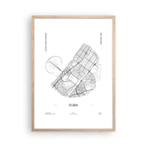 Poster in einem Rahmen aus heller Eiche - Anatomie von Dubai - 50x70 cm