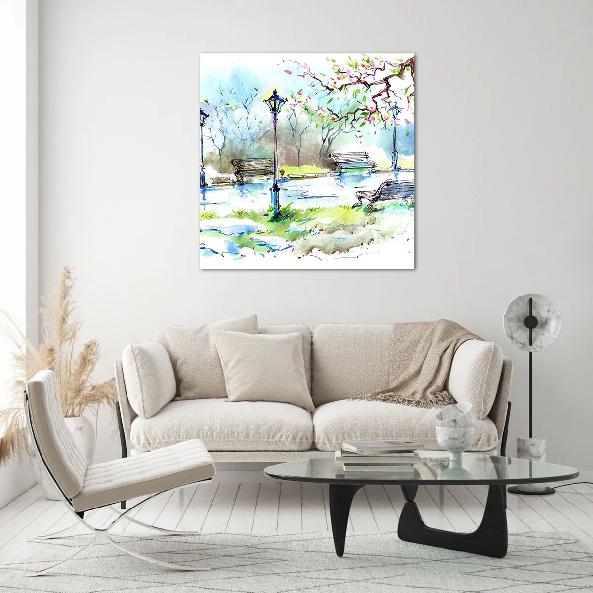 Glasbild - Bild auf glas - Der Zauber der Stille des Parks - 30x30 cm