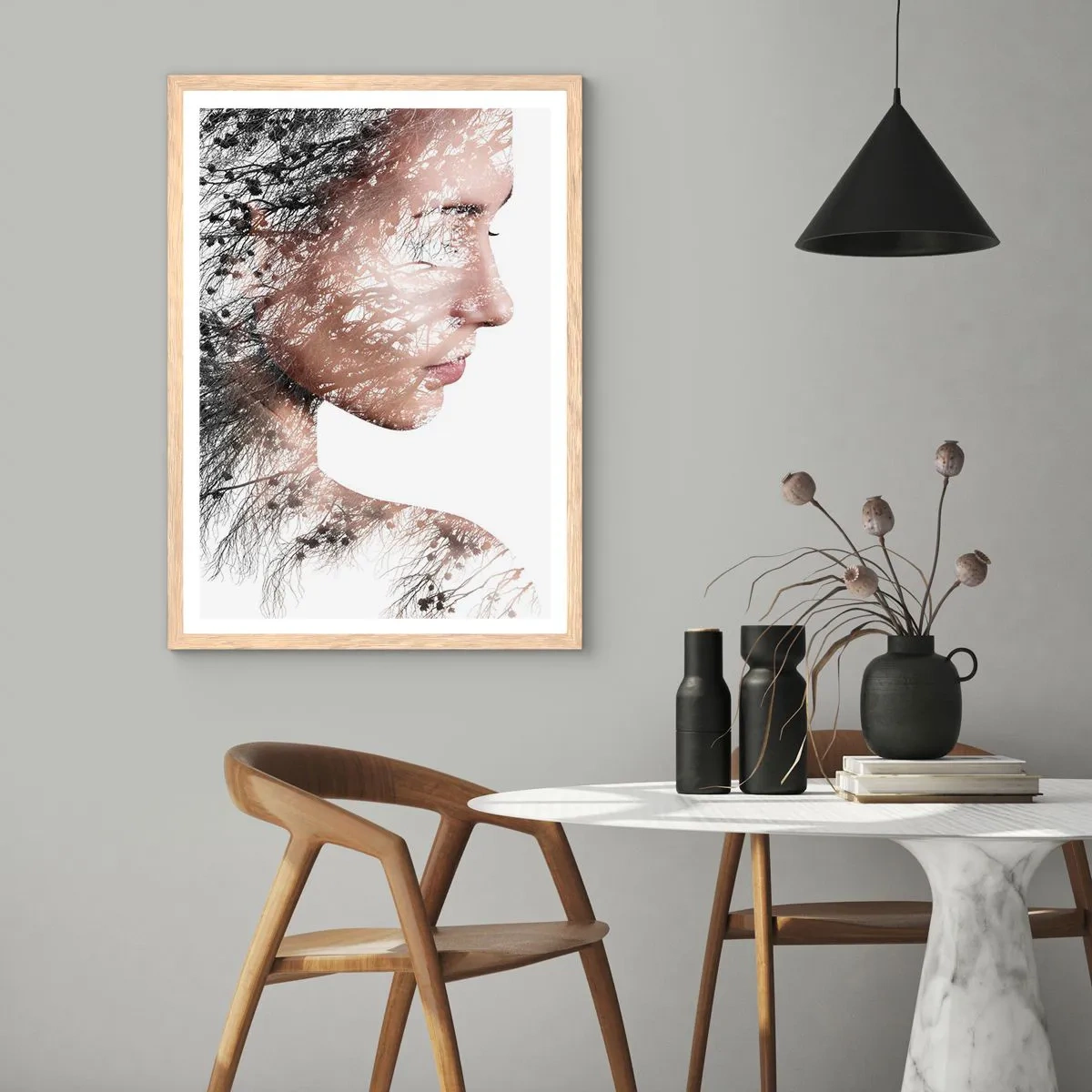 Poster in einem Rahmen aus heller Eiche - Der Geist des Waldes - 30x40 cm