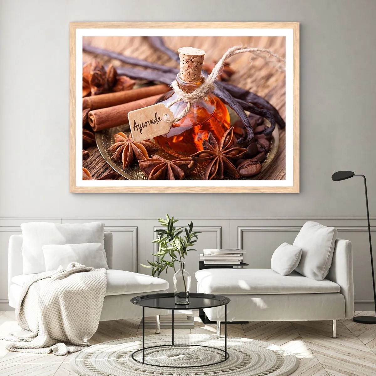 Poster in einem Rahmen aus heller Eiche - Zur Einheit von Körper und Geist - 100x70 cm