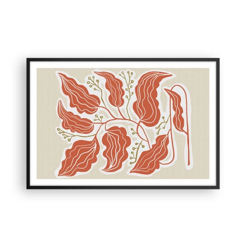 Poster in einem schwarzem Rahmen - Im Folkstil und korallenartig - 91x61 cm