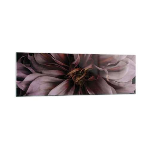 Glasbild - Bild auf glas - Nahaufnahme einer großen Blume in dezenten Farben - 160x50cm - Ein Blumenherz - Moderne Wanddekoration für Wohnzimmer und Schlafzimmer ARTTOR