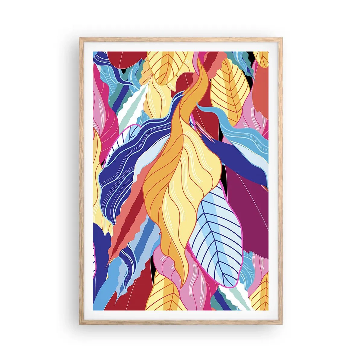 Poster in einem Rahmen aus heller Eiche - Buntes Durcheinander - 70x100 cm