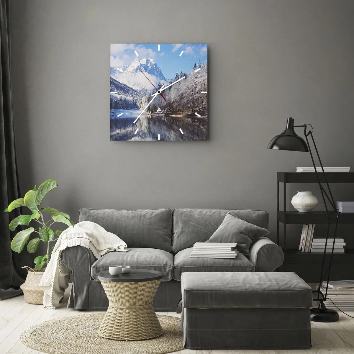 Wanduhr - Glasuhr - Schneefang - 30x30 cm