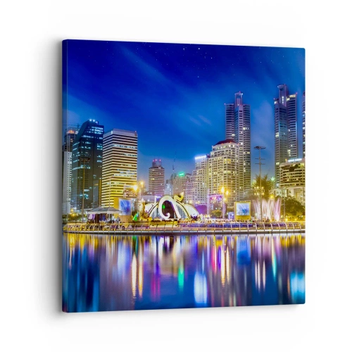 Bild auf Leinwand - Leinwandbild - Metropolis bei Regenbogennacht - 30x30 cm