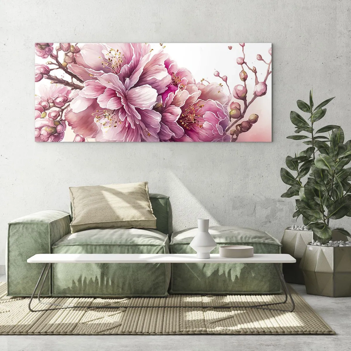 Glasbild - Bild auf glas - Kirschblütenblüte - 100x40 cm
