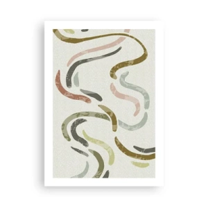 Poster - Abstrakte Wellenlinien in natürlichen Farbtönen - 50x70cm - Fröhlicher Tanz der Abstraktion - Moderne Wanddekoration für Wohnzimmer und Schlafzimmer ARTTOR