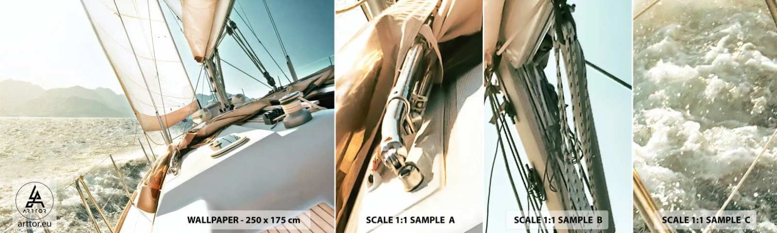 Fototapetenmuster Standard Eco - Unter vollen Segeln - Yacht, Segeln, Meer - 100x30 cm