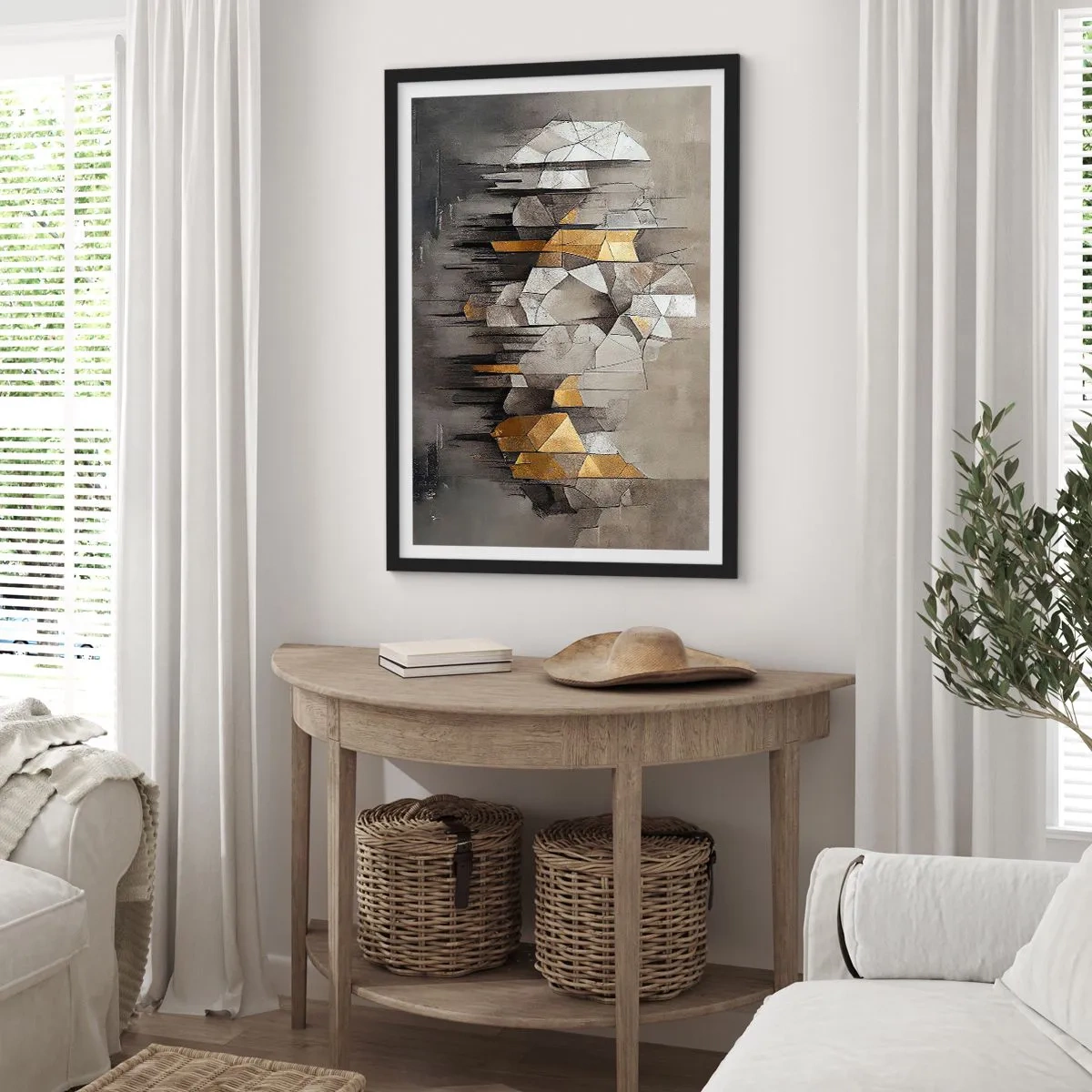 Poster in einem schwarzem Rahmen - Komposition aus Eis und Licht - 70x100 cm