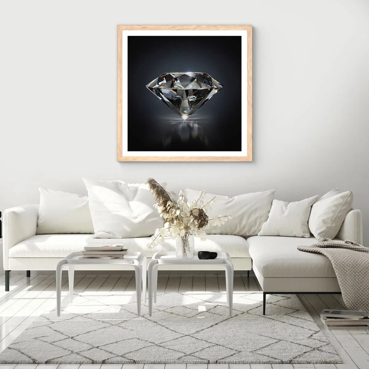 Poster in einem Rahmen aus heller Eiche - Beste Freundin - 40x40 cm