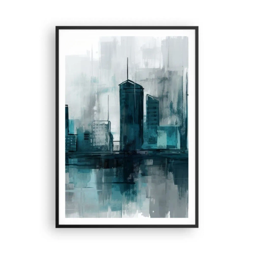 Poster in einem schwarzem Rahmen - Eine Stadt in der Farbe des Regens - 70x100 cm