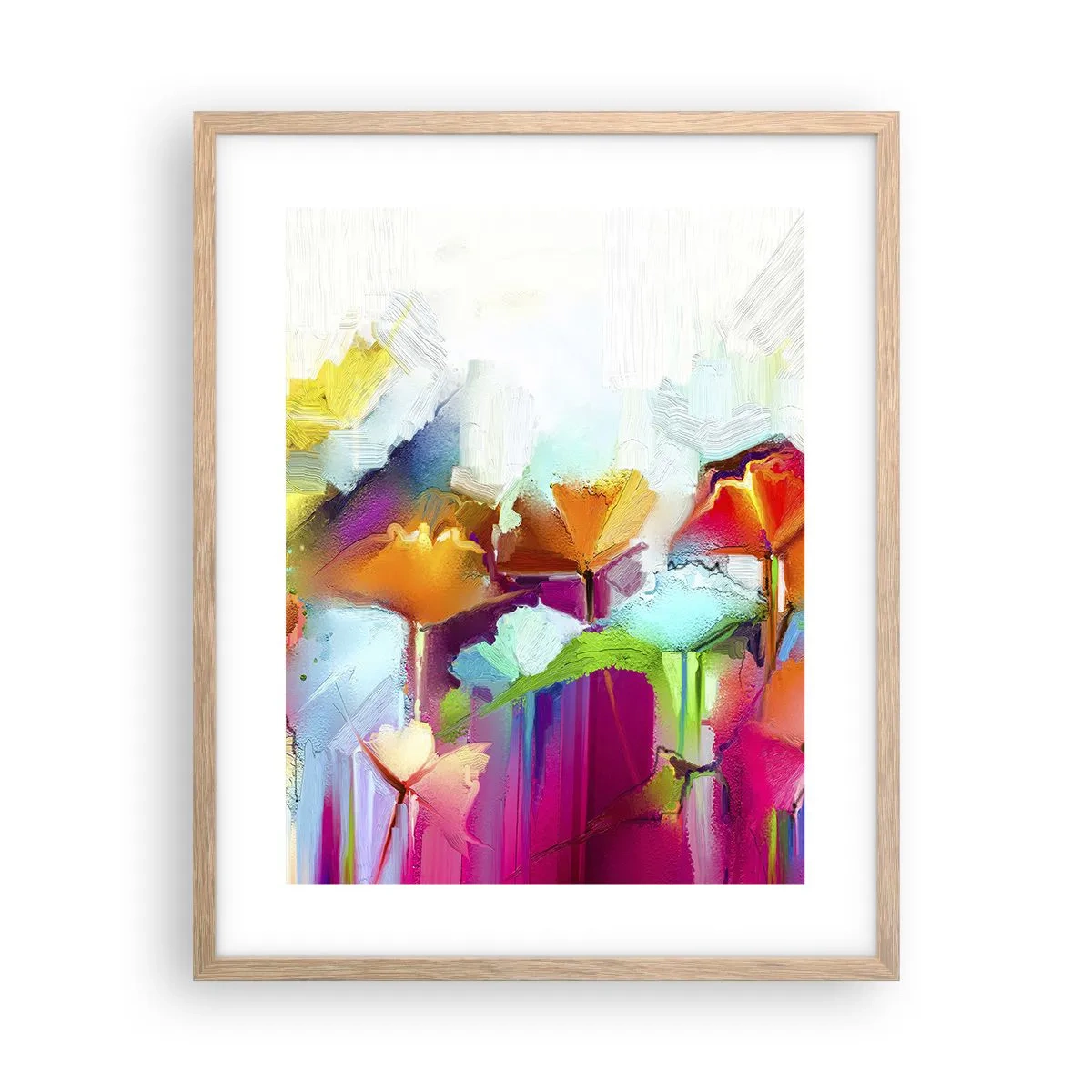 Poster in einem Rahmen aus heller Eiche - Der Regenbogen ist aufgeblüht - 40x50 cm