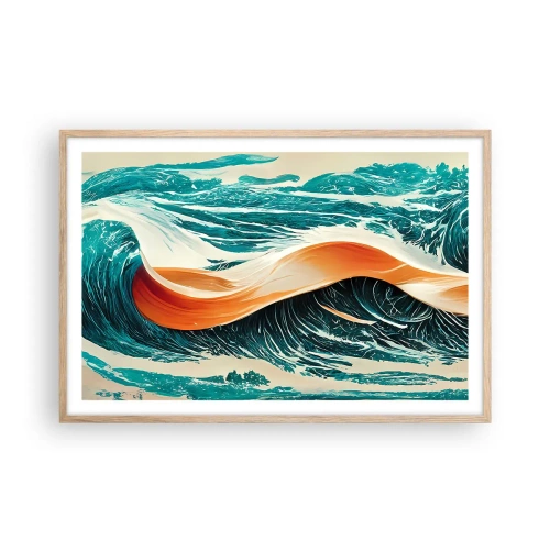 Poster in einem Rahmen aus heller Eiche - Traum eines Surfers - 91x61 cm