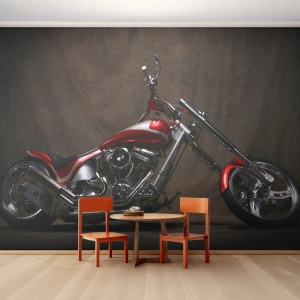 Selbstklebende Fototapete Deluxe Sticker - Rote und silberne Schönheit - Motorrad, Zerhacker, Automobil - 250x175 cm