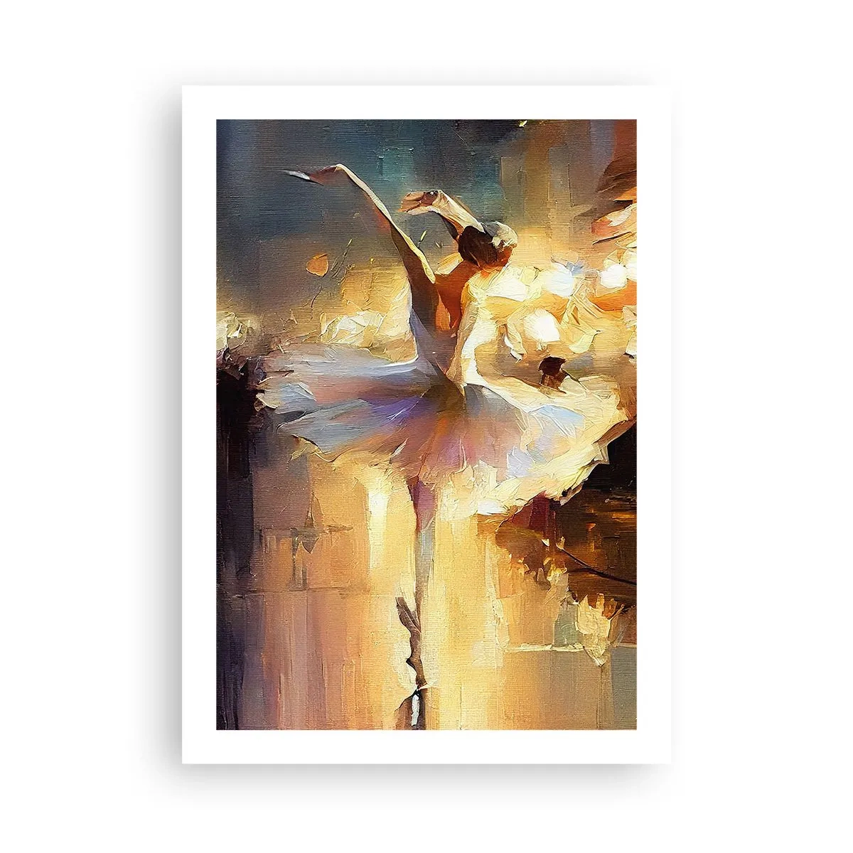 Poster - Eine Ballerina im goldenen Licht der Bühne - 50x70cm - Wunder auf der Straße - Moderne Wanddekoration für Wohnzimmer und Schlafzimmer ARTTOR