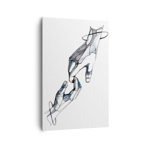 Bild auf Leinwand - Leinwandbild - Künstlerische Darstellung einer Hand in minimalistischer und geometrischer Form - 80x120cm - Eine gute Geste - Moderne Wanddekoration für Wohnzimmer und Schlafzimmer ARTTOR