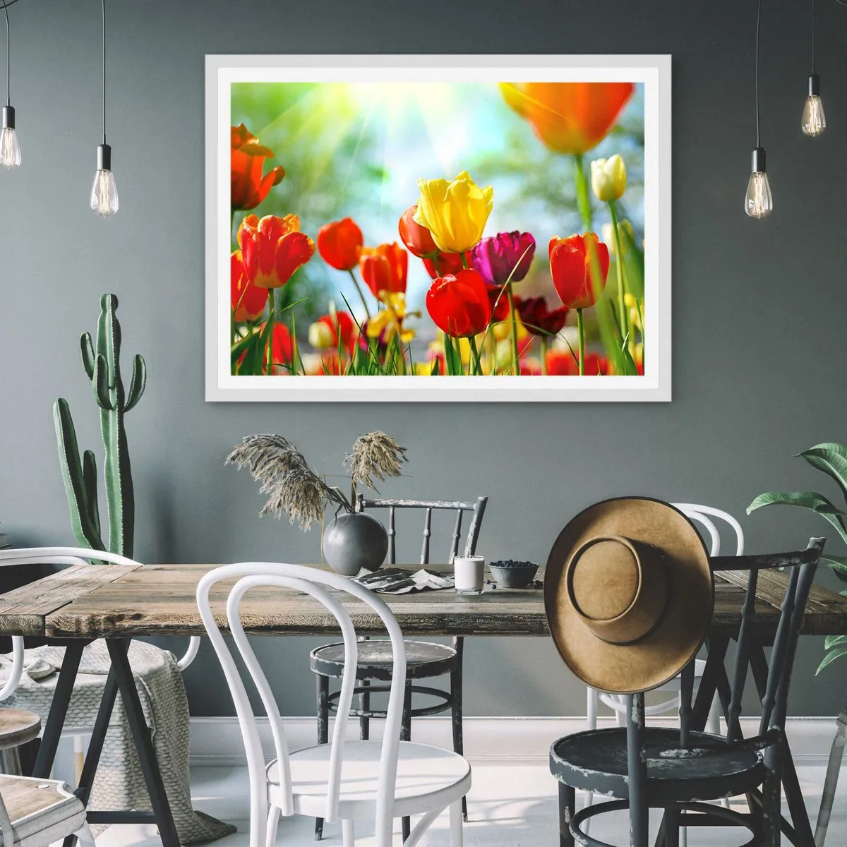 Poster in einem weißen Rahmen - Alle Farben der Sonne - 100x70 cm