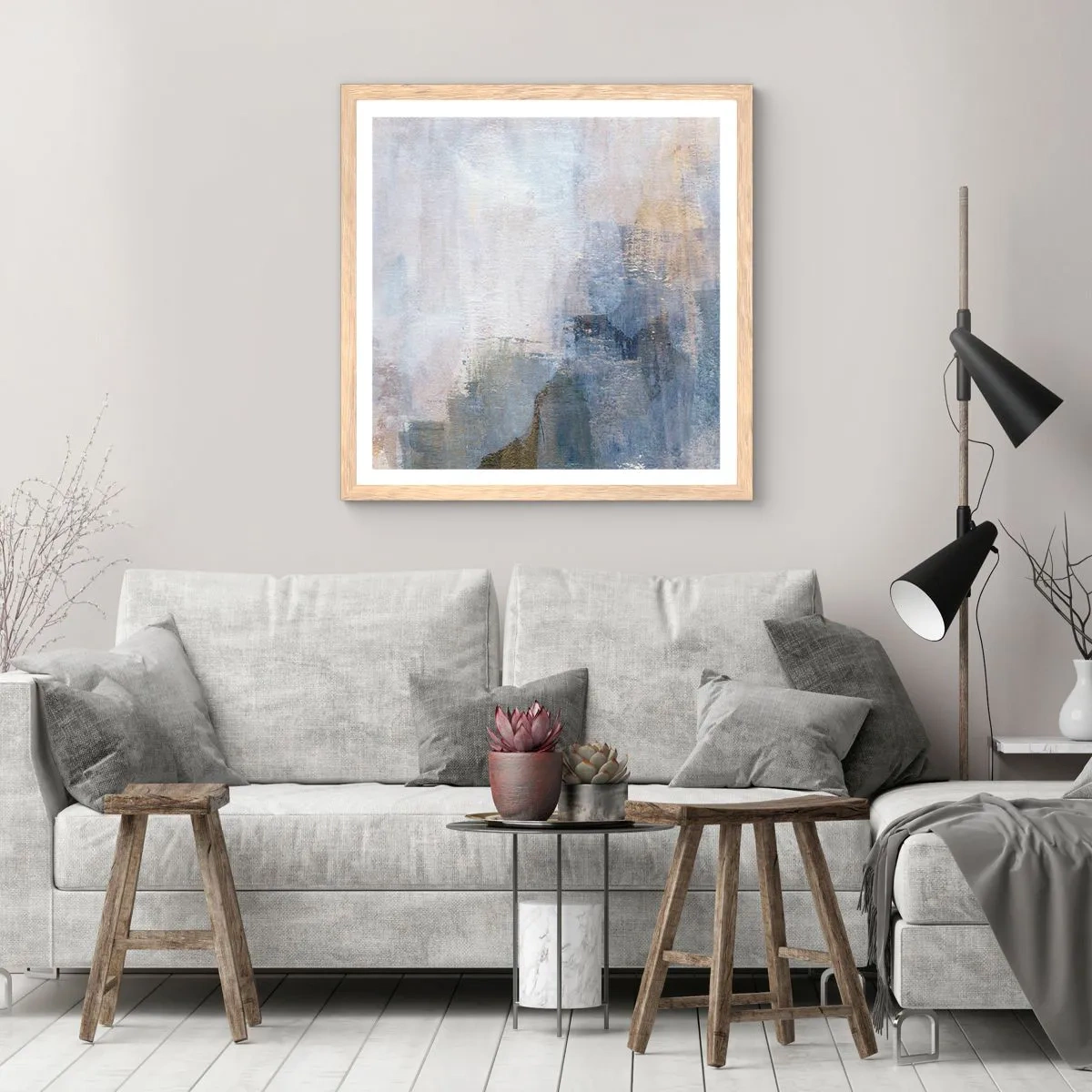 Poster in einem Rahmen aus heller Eiche - Farbtöne und Akkorde - 60x60 cm