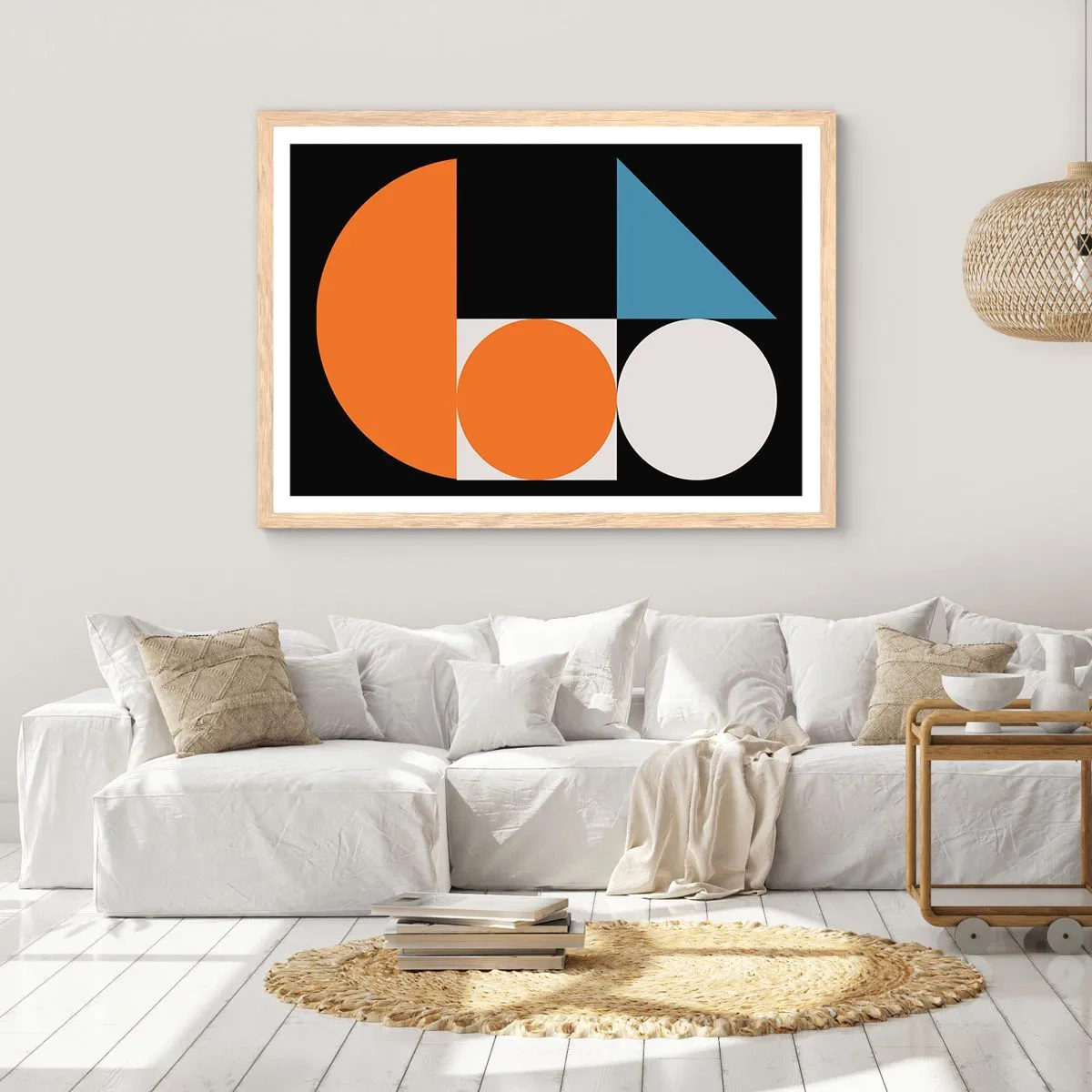 Poster in einem Rahmen aus heller Eiche - Bebilderte Anordnung - 100x70 cm