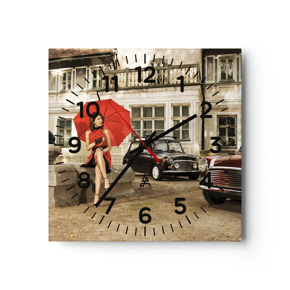 Wanduhr - Glasuhr - Eine sentimentale Minireise - 40x40 cm