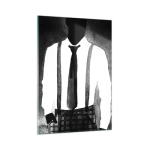 Glasbild - Bild auf glas - Schwarz-weiße Silhouette eines eleganten Noir-Paares - 50x70cm - In Noir-Atmosphäre - Moderne Wanddekoration für Wohnzimmer und Schlafzimmer ARTTOR
