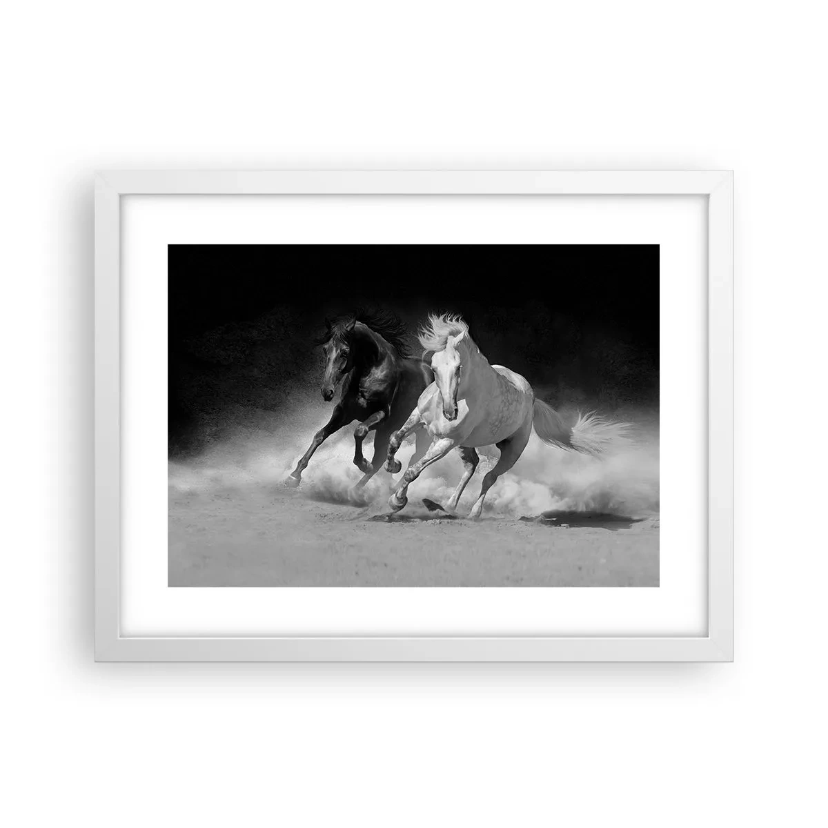Poster in einem weißen Rahmen - Galopp der Freiheit - 40x30 cm