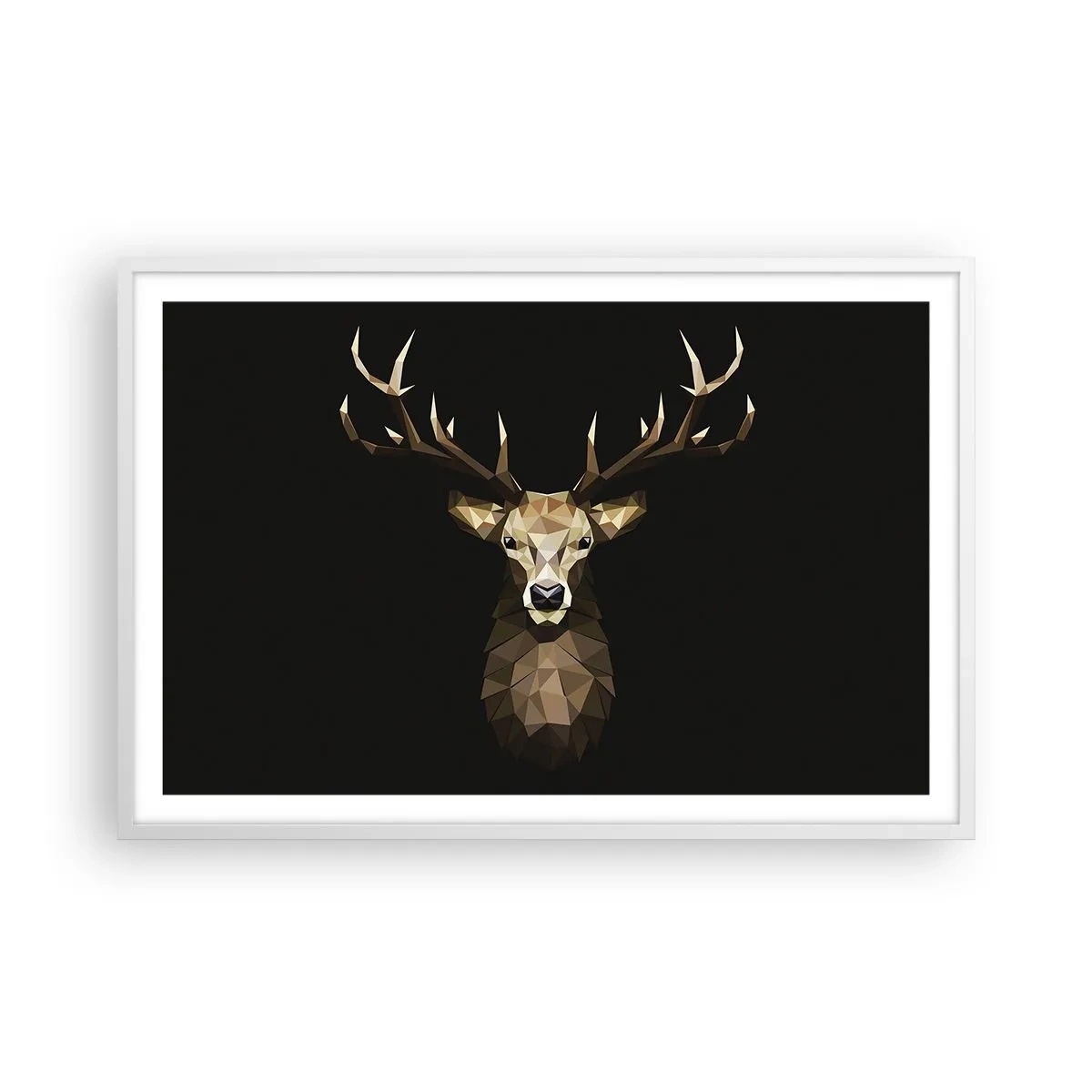 Poster in einem weißen Rahmen - Kubistischer Hirsch - 91x61 cm