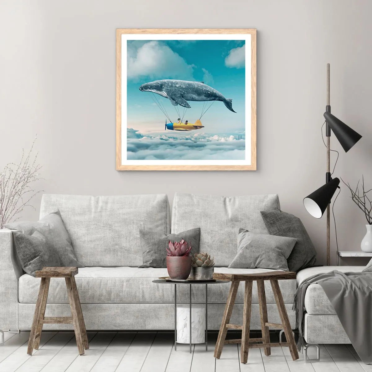 Poster in einem Rahmen aus heller Eiche - Warum nicht? - 60x60 cm