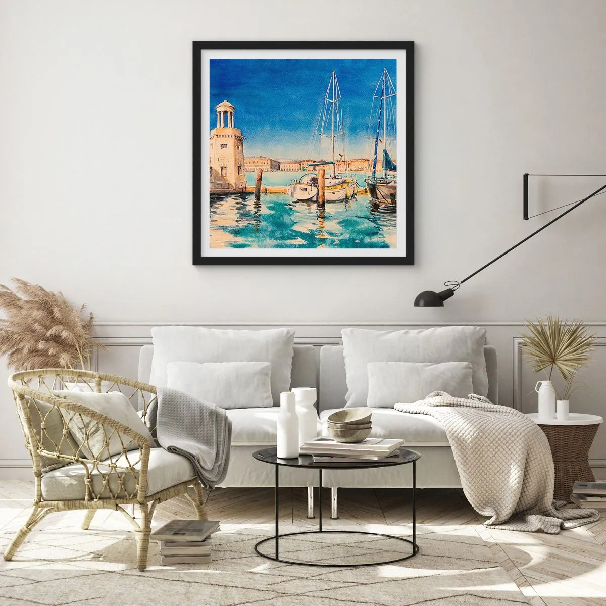 Poster in einem schwarzem Rahmen - Sonnige Lagune - 60x60 cm