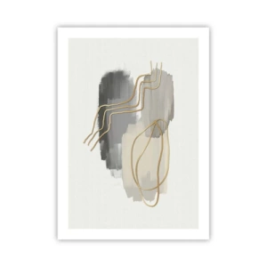 Poster - Abstrakte Komposition mit Linien und Farbflecken - 50x70cm - Dauer und Bewegung - Moderne Wanddekoration für Wohnzimmer und Schlafzimmer ARTTOR