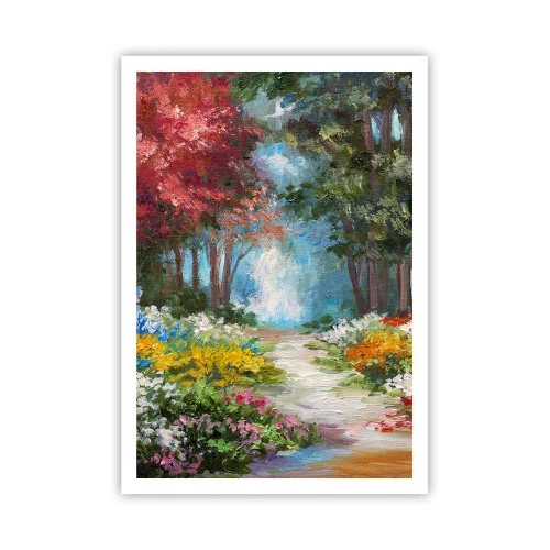 Poster - Waldgarten, Blumenwald - 70x100 cm
