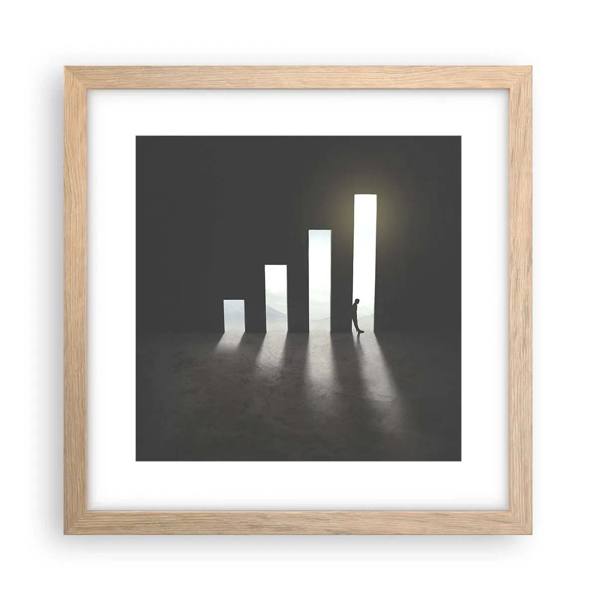 Poster in einem Rahmen aus heller Eiche - Erfolg – ​​Impression - 30x30 cm