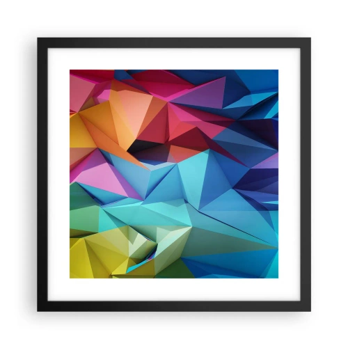 Poster in einem schwarzem Rahmen - Regenbogen-Origami - 40x40 cm