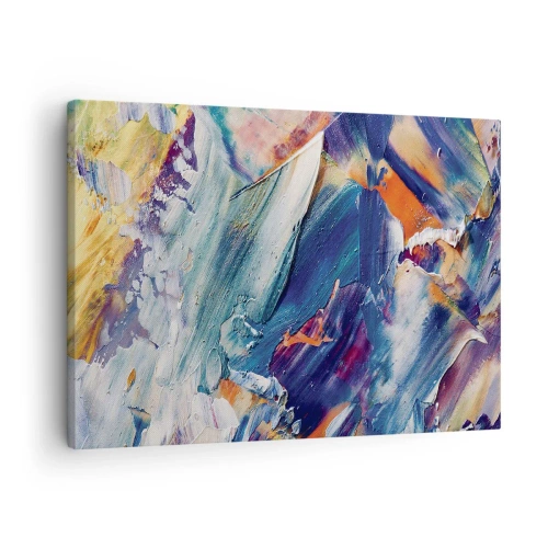 Bild auf Leinwand - Leinwandbild - Bunte Abstraktion mit Acrylfarbe Textur - 70x50cm - Farbverwirrung - Moderne Wanddekoration für Wohnzimmer und Schlafzimmer ARTTOR