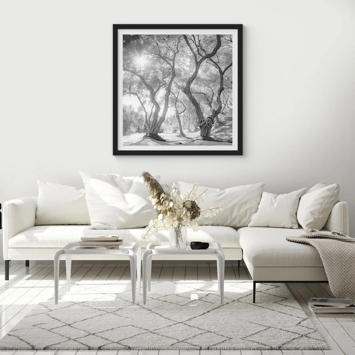 Poster in einem schwarzem Rahmen - Im Olivenhain - 30x30 cm