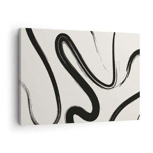 Bild auf Leinwand - Leinwandbild - Schwarz-weiße geschwungene Linien auf hellem Hintergrund - 70x50cm - Schwarz-Weiß-Laune - Moderne Wanddekoration für Wohnzimmer und Schlafzimmer ARTTOR