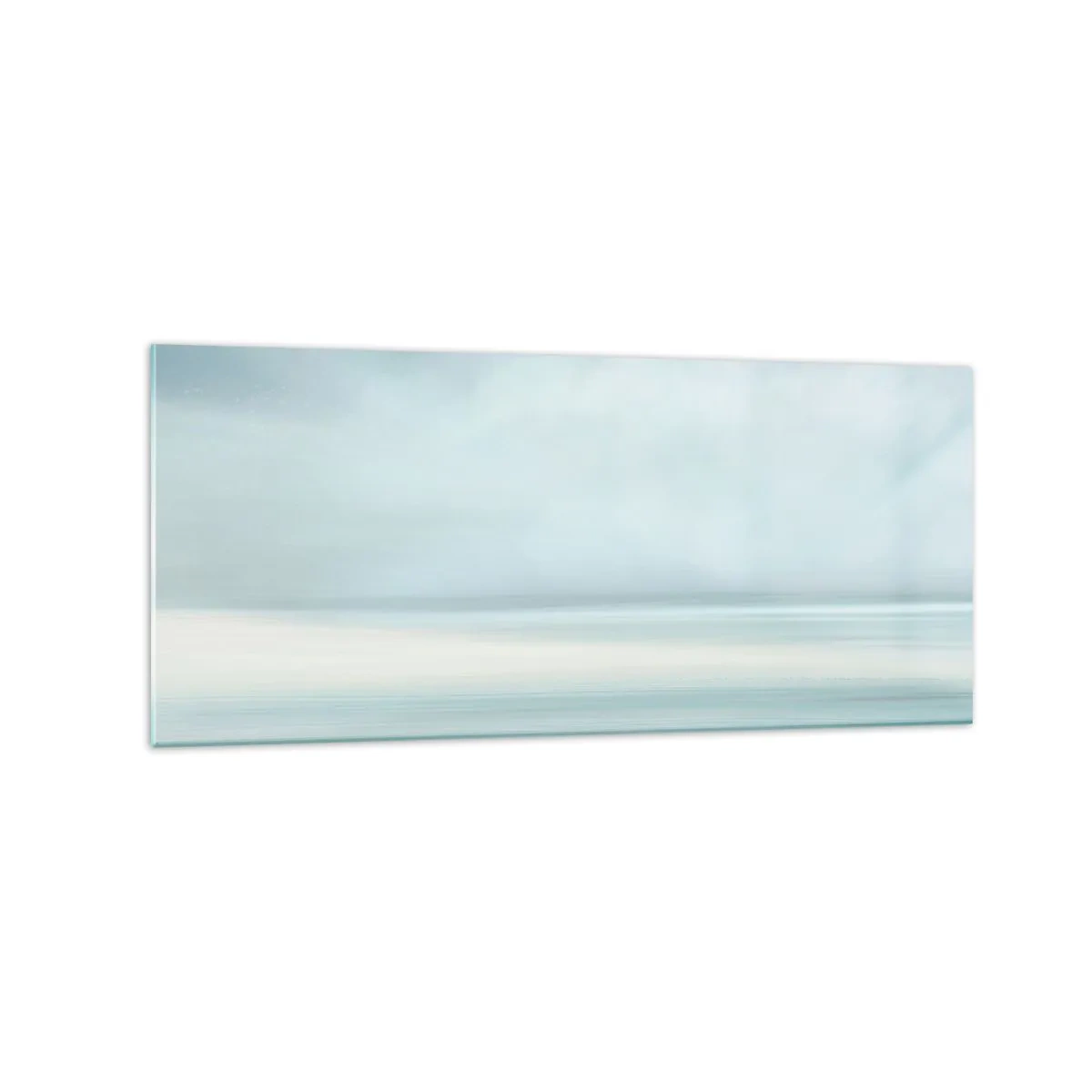 Glasbild - Bild auf glas - Eine minimalistische Landschaft in zarten Blautönen - 120x50cm - Frieden bis zum Horizont - Moderne Wanddekoration für Wohnzimmer und Schlafzimmer ARTTOR