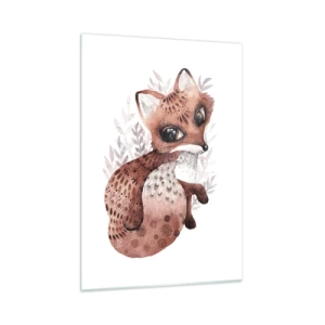 Glasbild - Bild auf glas - Ein süßer Aquarellfuchs auf weißem Hintergrund - 50x70cm - Einfach lieben - Moderne Wanddekoration für Wohnzimmer und Schlafzimmer ARTTOR