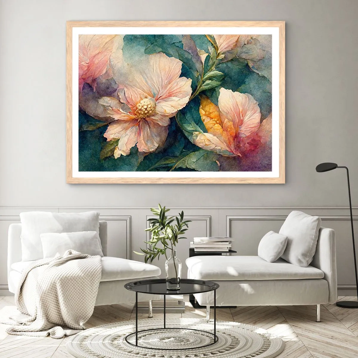 Poster in einem Rahmen aus heller Eiche - Pure Subtilität - 50x40 cm