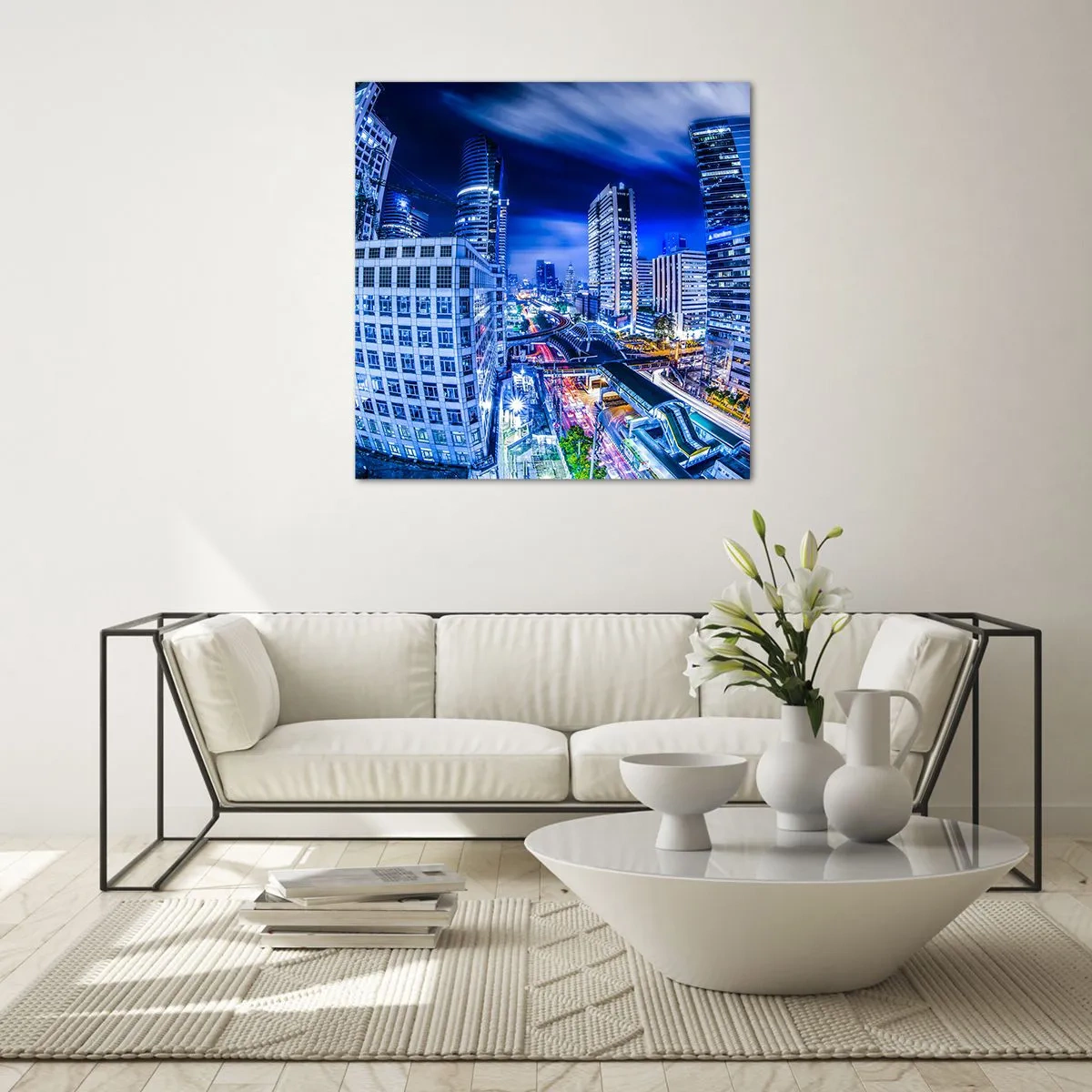 Glasbild - Bild auf glas - Rhythmen der Nachtstadt - 60x60 cm
