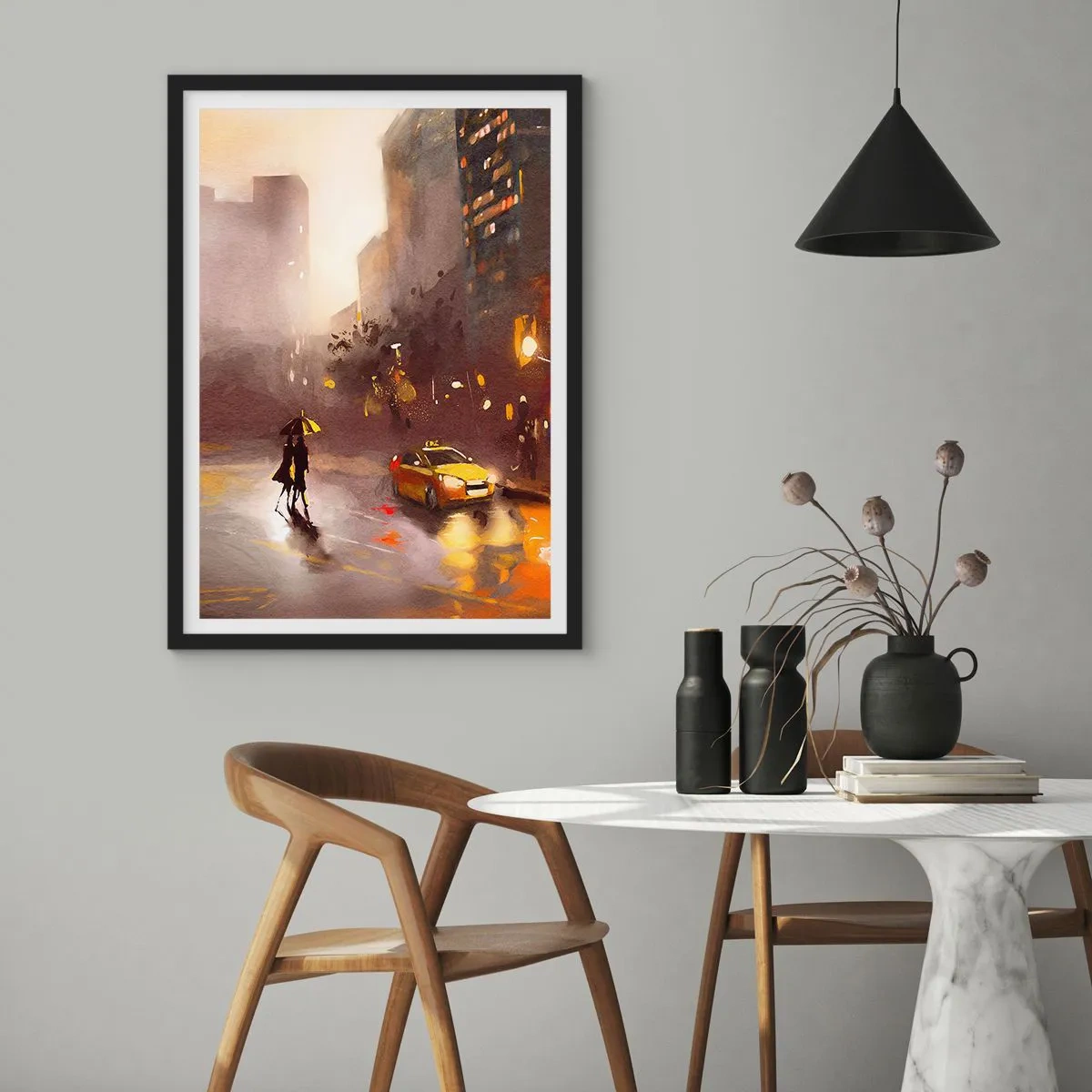Poster in einem schwarzem Rahmen - Im Licht von New York - 40x50 cm