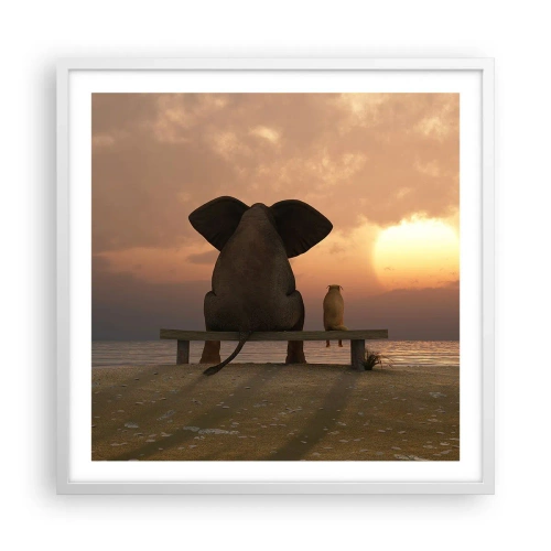 Poster in einem weißen Rahmen - Es tut gut zusammen zu schweigen - 60x60 cm