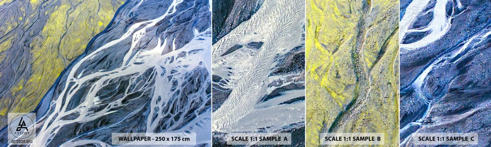 Fototapeten Muster Selbstklebend Deluxe Sticker - Felsmalereien der Natur - Abstraktion, Stück, Gletscher - 100x30 cm