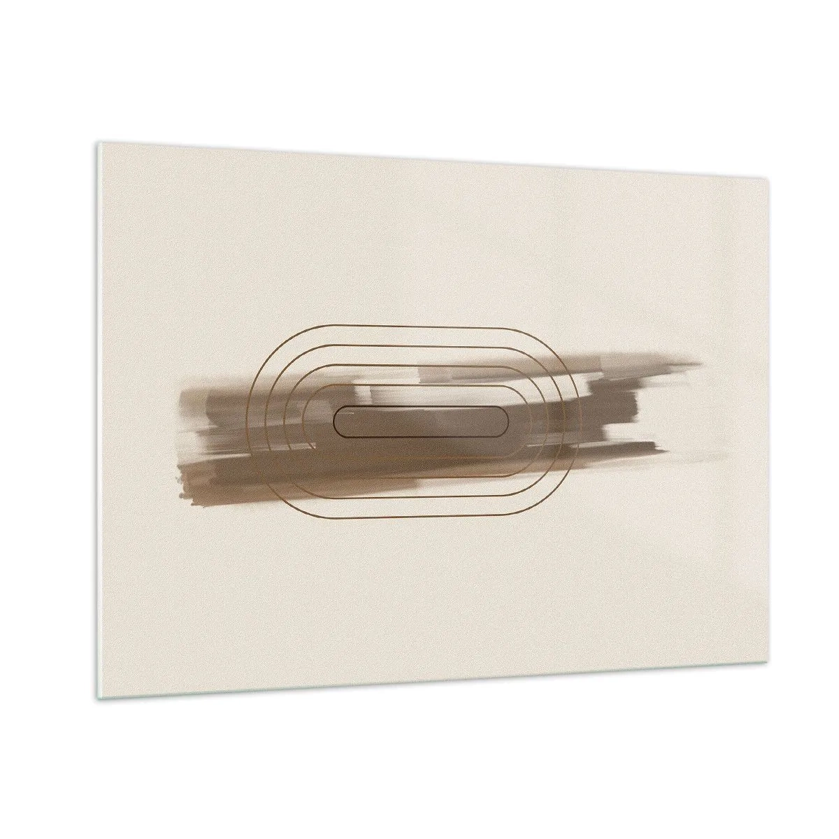Glasbild - Bild auf glas - Abstraktion in Brauntönen mit minimalistischem Muster - 100x70cm - Ein Hauch von Grau - Moderne Wanddekoration für Wohnzimmer und Schlafzimmer ARTTOR