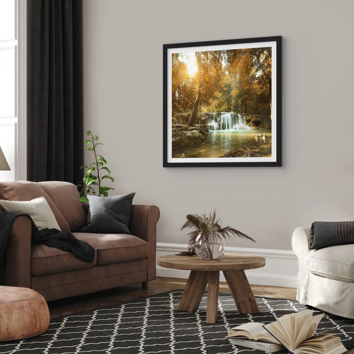 Poster in einem schwarzem Rahmen - Parkkaskade - 50x50 cm