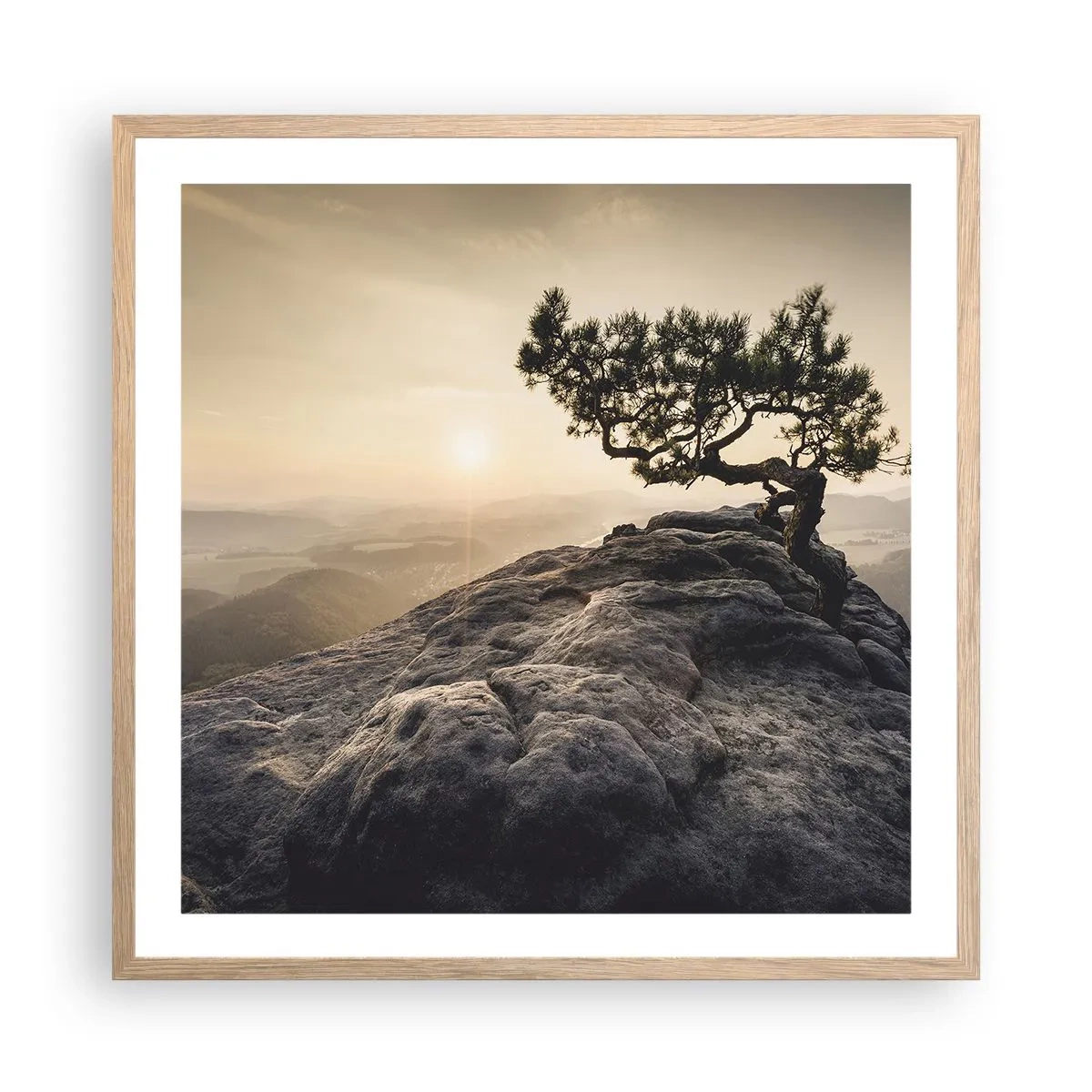 Poster in einem Rahmen aus heller Eiche - Das Leben gewinnt immer - 60x60 cm